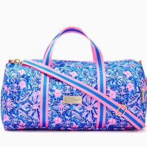 Lilly Pulitzer Lani Duffel Bag Packable Blue Peri